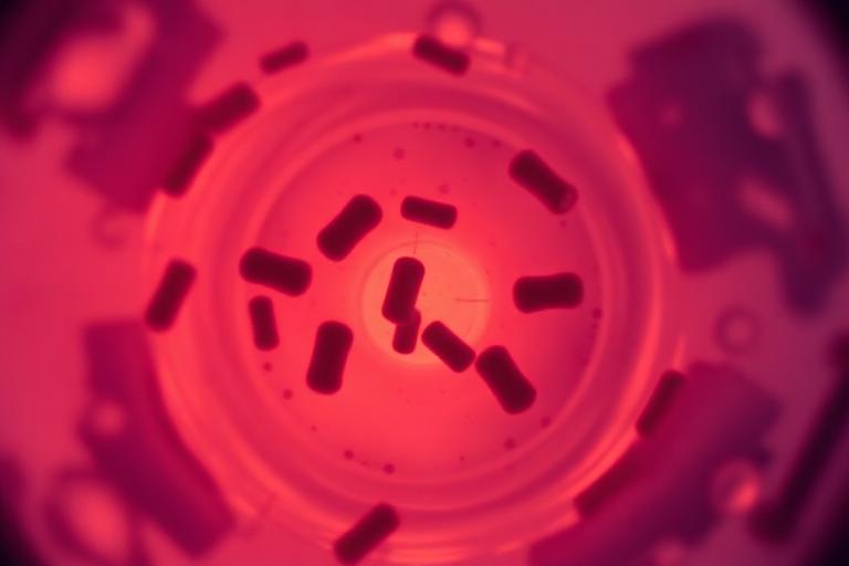 Microscopic view of mitochondria inside a cell